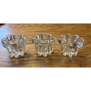 Vintage Reims Clear Glass Bubble Candle Holders Set of 3
